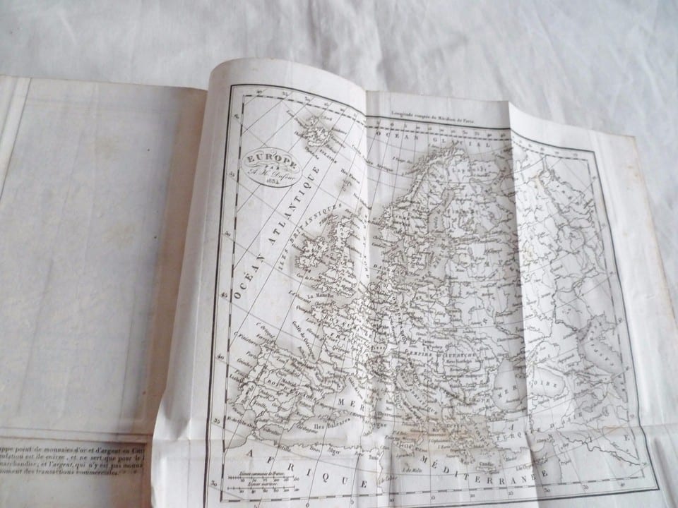 DICTIONNAIRE GEOGRAPHIQUE PORTATIF DE VOSGIEN 1834 RELIURE CUIR 8 CARTES — photo 6