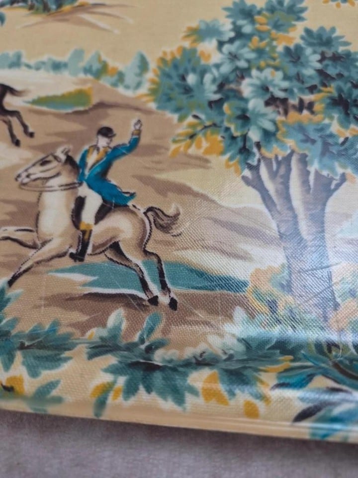 Plateau vintage Cima Paris décor chasse à courre en fibre de verre — photo 5