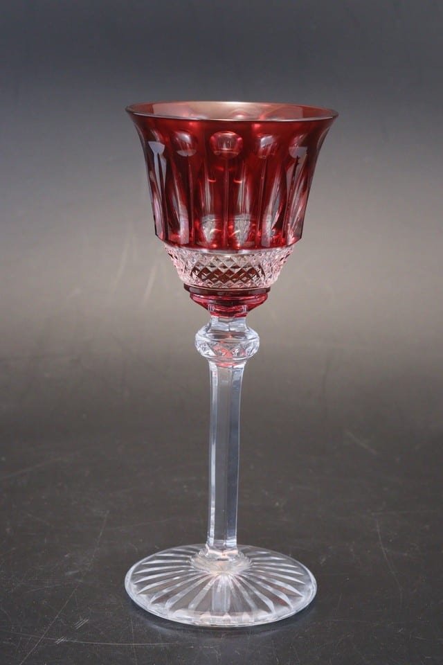 Verre cristal doublé overlay Saint-Louis modèle Tommy rouge rubis 16,5 cm