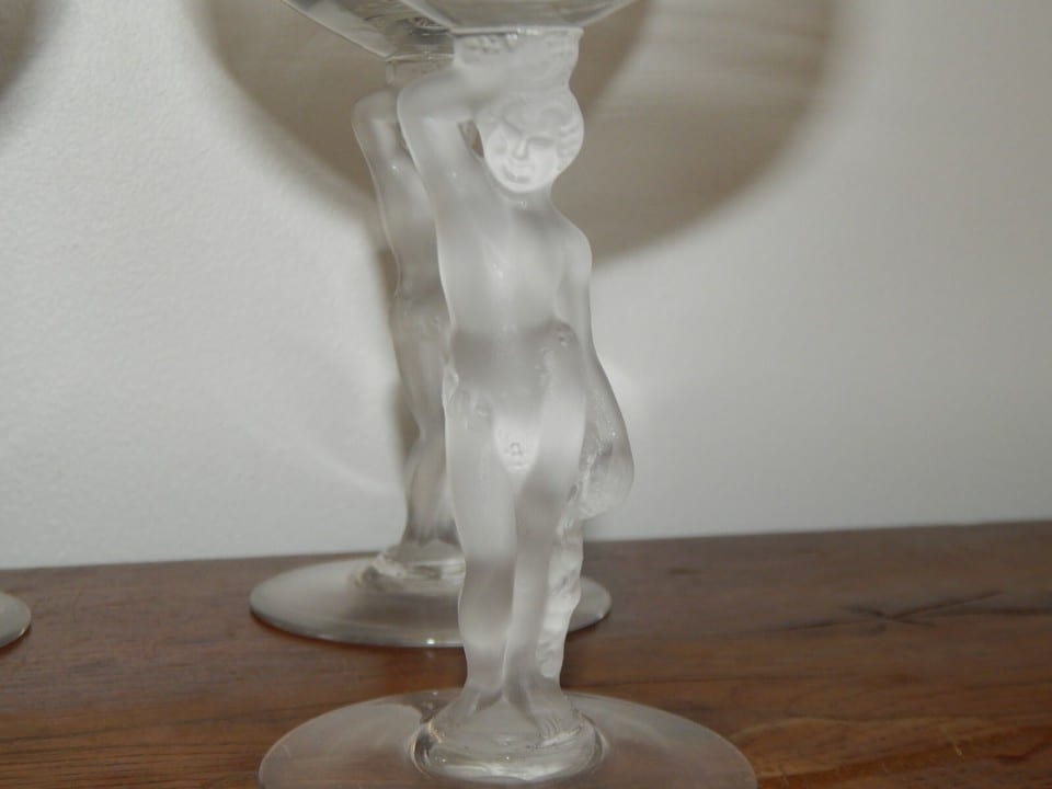 8 SUPERBE ANCIEN Verres à VIN en CRISTAL de BAYEL Bacchus Vénus — photo 6
