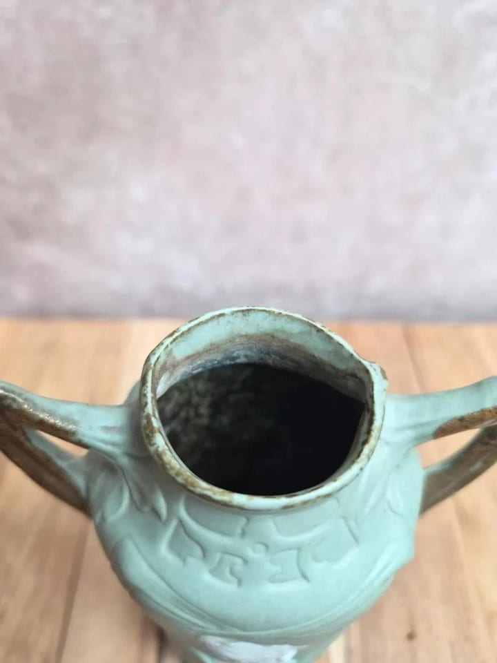 Vase Art nouveau Schäfer & Vater Jugendstil biscuit vert vers 1900 — photo 4