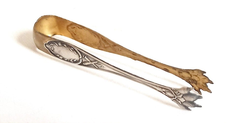 Pince à sucre argent et vermeil Hauteur 13,5 cm Début XXème