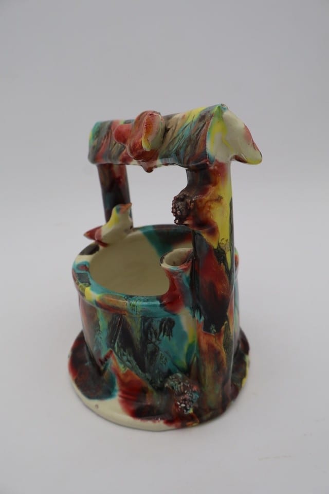 Cache-pot jardinière Vallauris en céramique polychrome décor oiseaux — photo 3