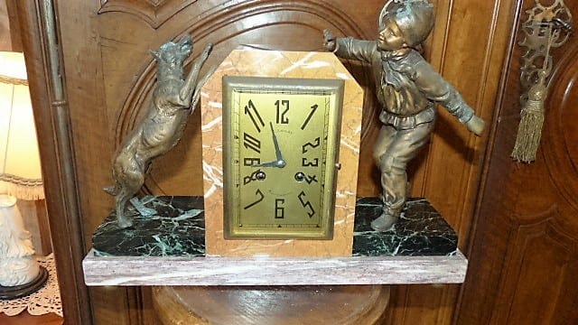 Pendule 1900 régule style art déco haut 30 larg 40 prof 12 cm