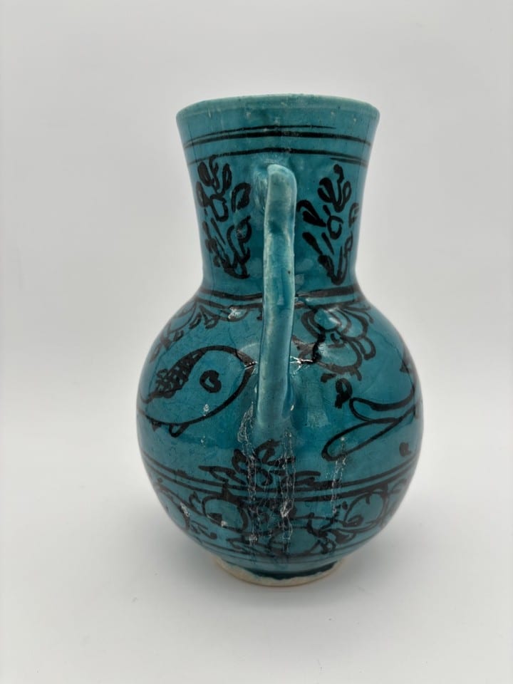 Pichet en faïence émaillée turquoise — photo 2