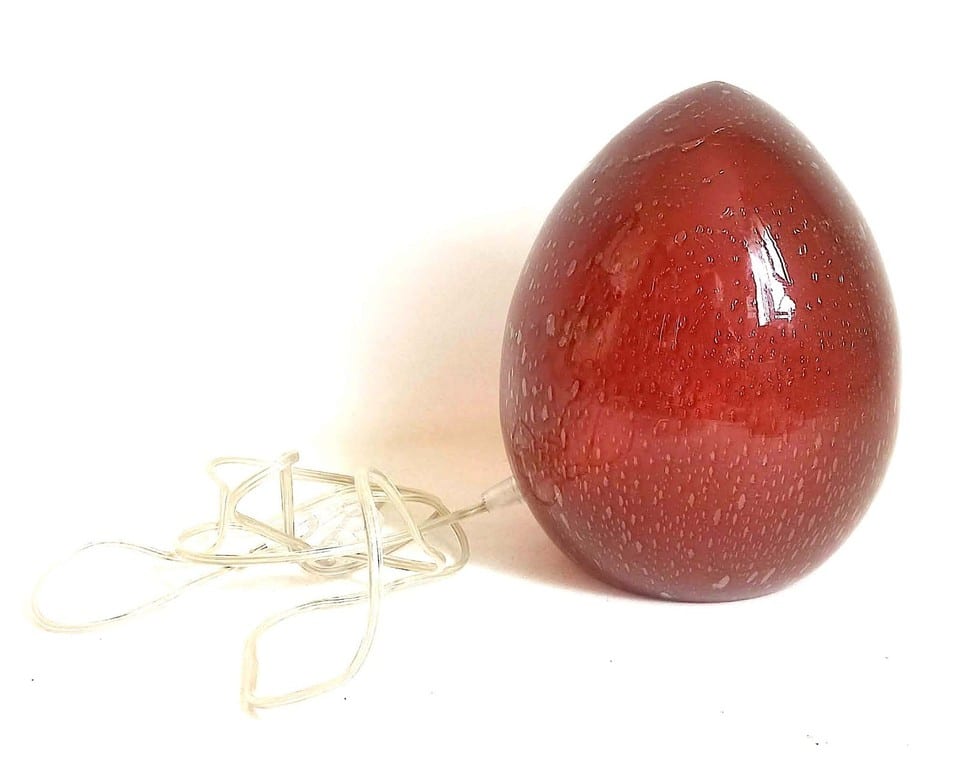 Lampe forme oeuf verre bullé Années 70 Hauteur 23,6 cm — photo 4