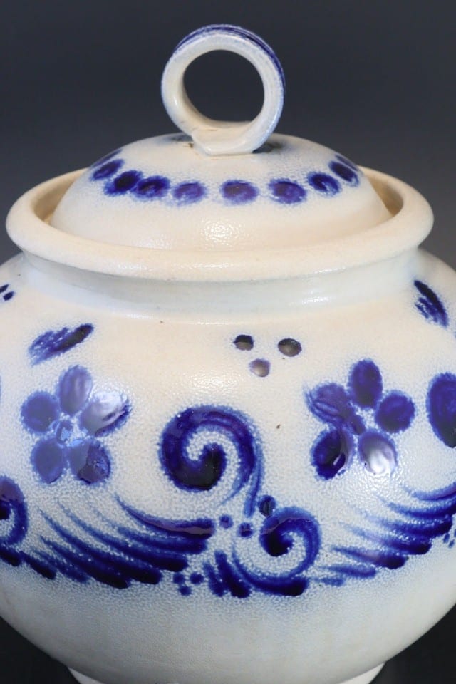Soupière/pot couvert grès Reinhold Merkelbach Grenzhausen Westerwald bleu cobalt — photo 5