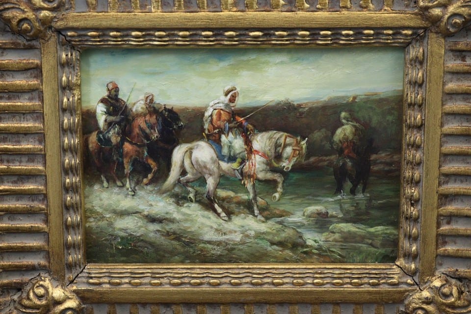 pendant école orientaliste huile sur panneau cavaliers arabes mamelouk — foto 8