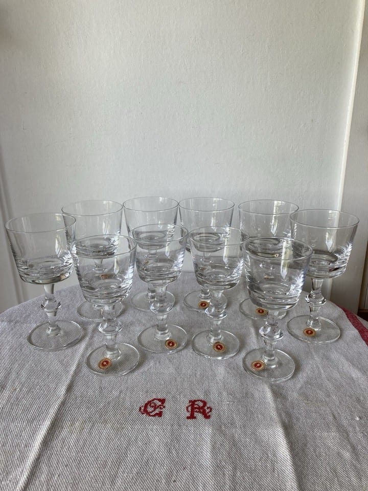 10 Verres à pied bourguignon de la cristallerie de Portieux
