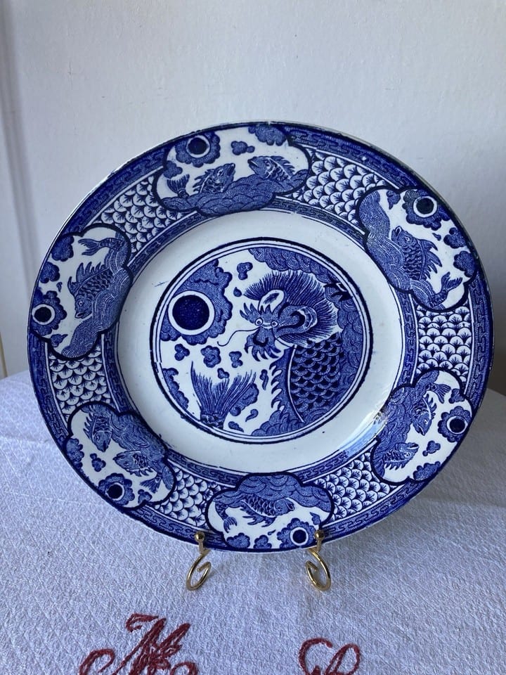Assiettes Longwy en terre de fer, modèle Fish, fin XIXème — Foto 4