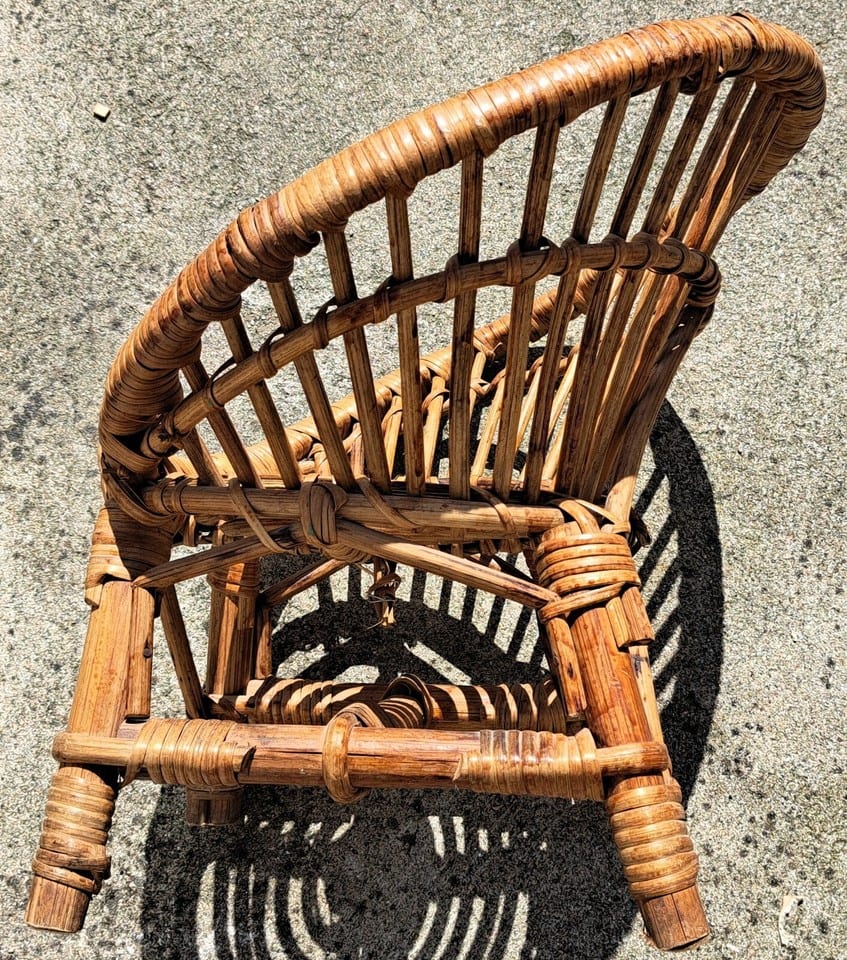 Fauteuil rond en rotin pour enfants année 70 Haut 50 x diam 50 cm — photo 4