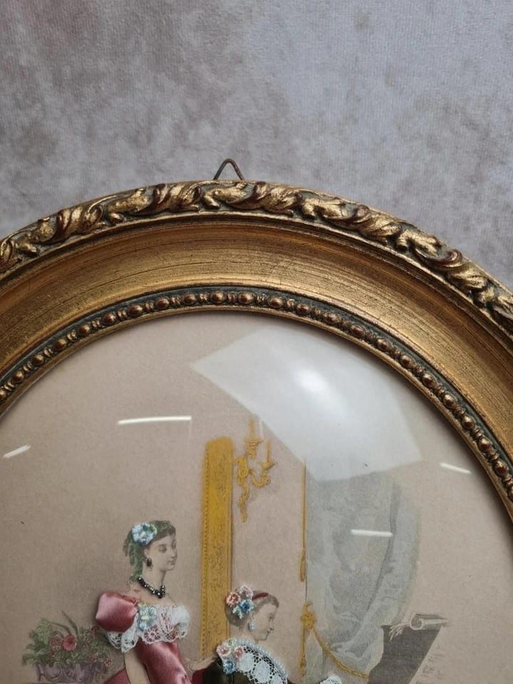 Cadre ovale vintage verre bombé “la Mode Illustrée” Anaïs Toudouze — photo 2