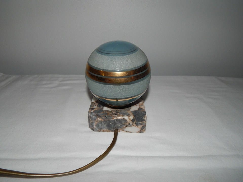 ANCIENNE Lampe VEILLEUSE Chevet Art Déco Décor CYGNE en Régule Socle en MARBRE — photo 5