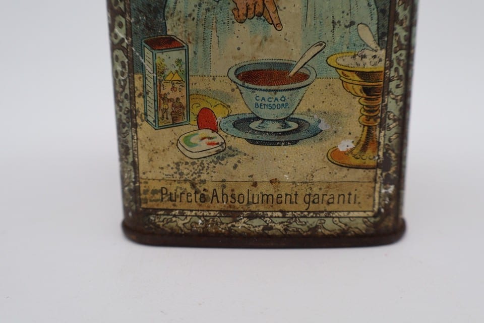 Ancienne boîte en tôle lithographiée Cacao Pur Hollandais Bensdorp Amsterdam — photo 3