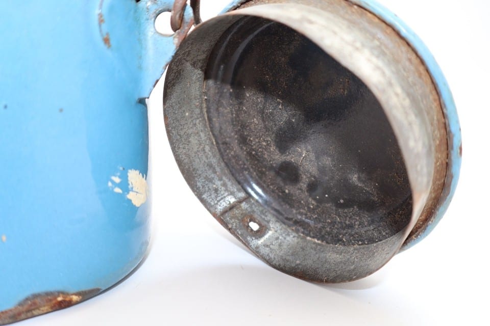 Ancien pot émaillé bleu avec couvercle et anse – déco campagne - vintage — photo 8