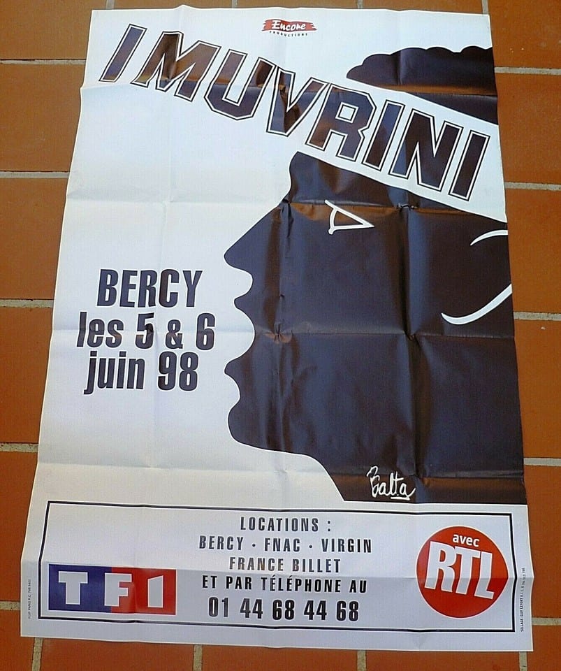 Affiche Originale 150x100 cm I MUVRINI Corse Paris Bercy Juin 1998 pliée