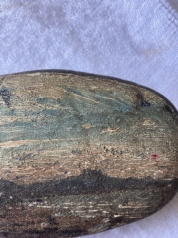 Rare peinture à l’huile sur galet, vue Biarritz, début XXème — Foto 4