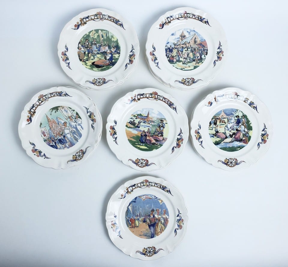 LOUIS GARIN LOT DE 18 ASSIETTES À DESSERT CELTIQUE Sarreguemines-Digoin-Vitry