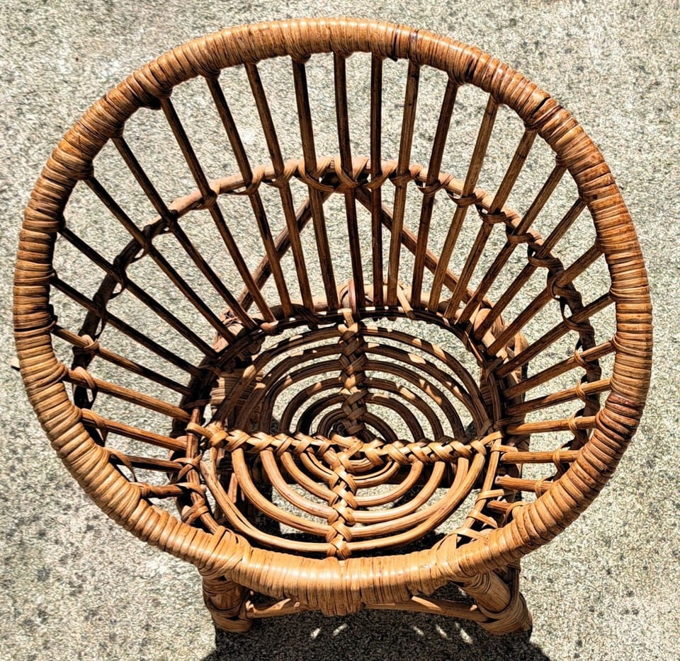 Fauteuil rond en rotin pour enfants année 70 Haut 50 x diam 50 cm — photo 2