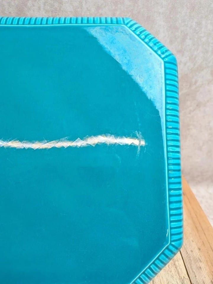 Dessous de plat vintage en céramique émaillée turquoise — photo 3