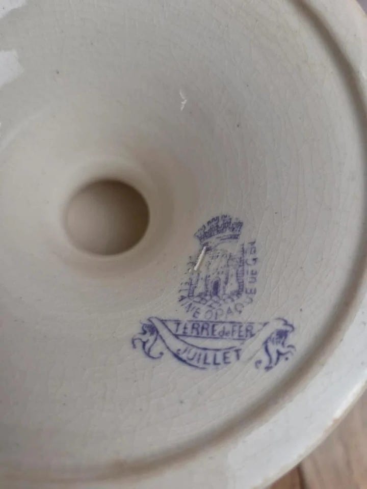 Compotier sur pied ancien Gien Terre de Fer modèle Juillet — photo 8
