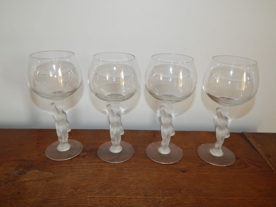 8 SUPERBE ANCIEN Verres à VIN en CRISTAL de BAYEL Bacchus Vénus — photo 8