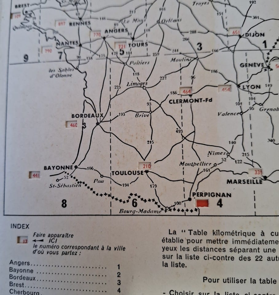 Ensemble FOLDEX Carte FRANCE routière et touristique + Table kilométrique 1960 — foto 3