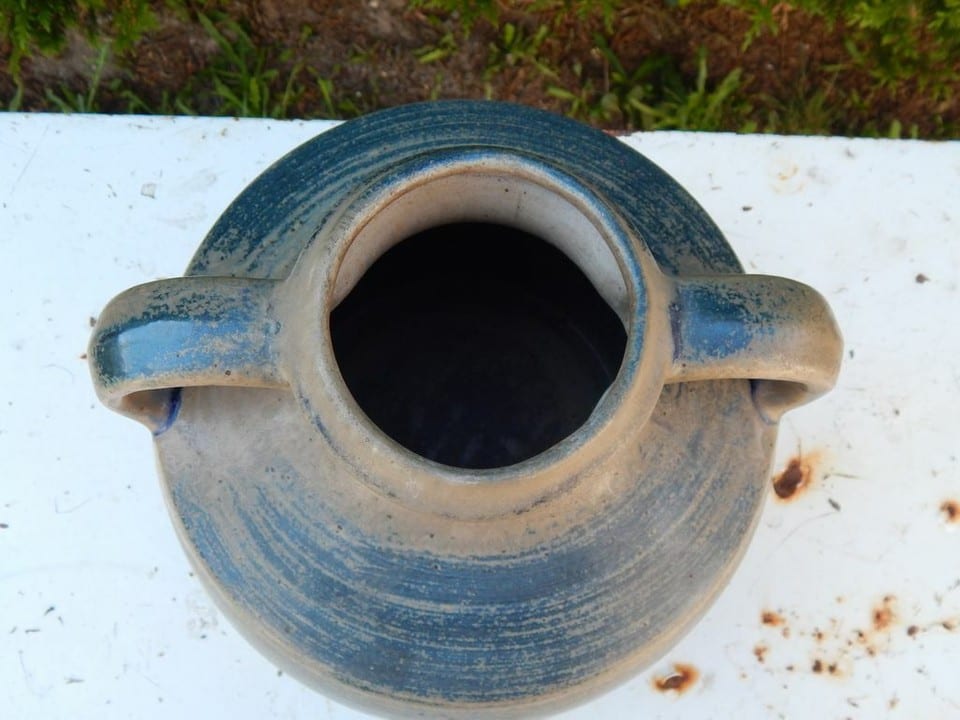 ANCIEN VASE en Grès à Deux Anses Signé GRES Des CAPUCINS SALINS France — photo 5