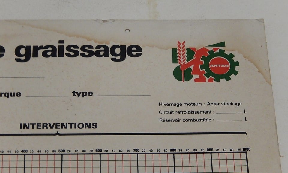 Ancien panneau ANTAR PLAN de GRAISSAGE avec les préconisations - Vintage Gaulois — Foto 3