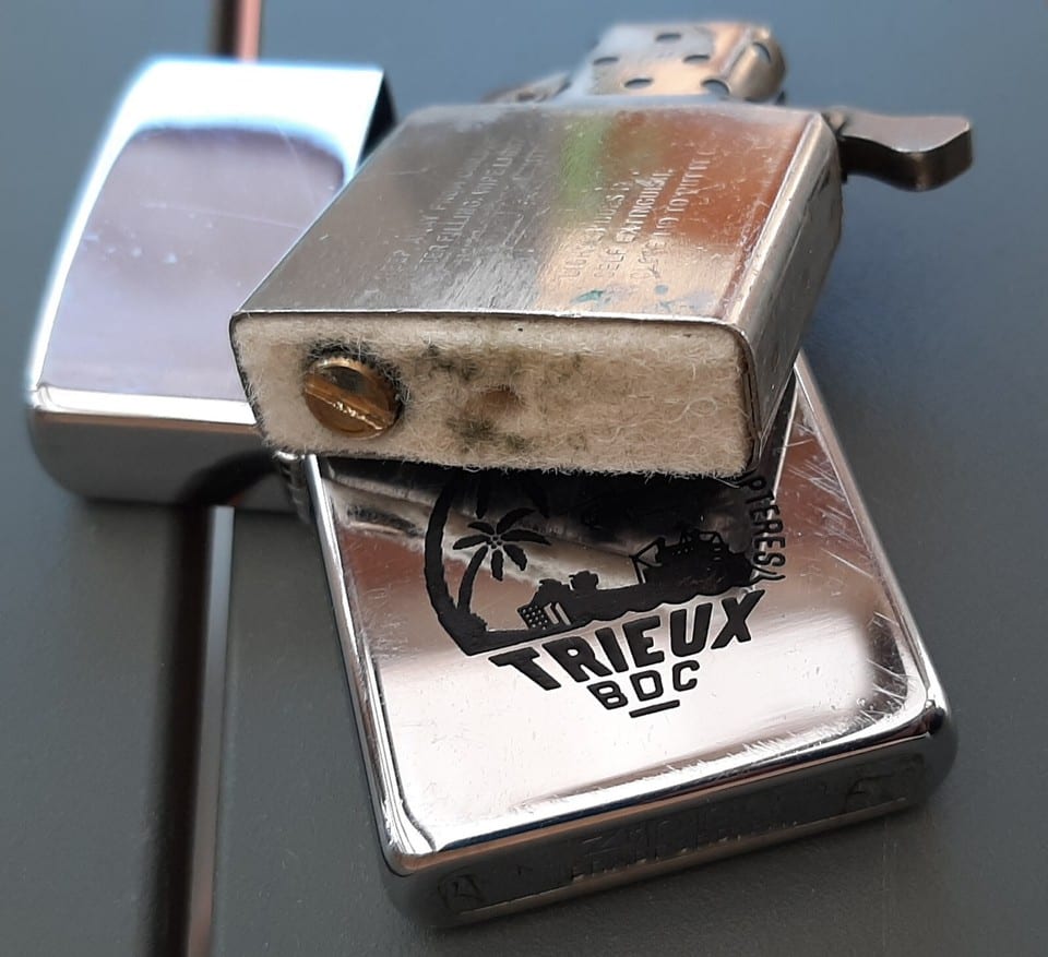 1987 BRIQUET ZIPPO BDC TRIEUX CEP Mururoa Tahiti Porte Hélicoptères ORIGINAL — photo 8