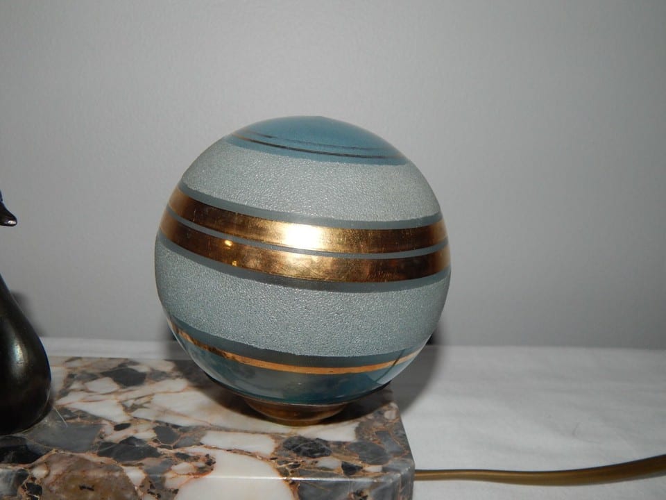 ANCIENNE Lampe VEILLEUSE Chevet Art Déco Décor CYGNE en Régule Socle en MARBRE — photo 8