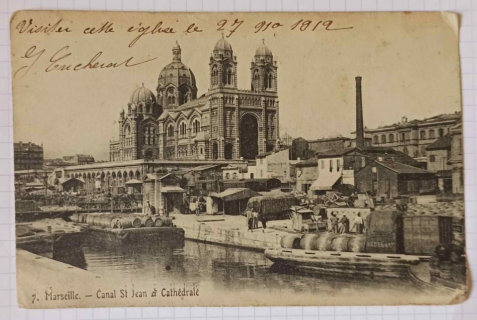 Carte postale collection Début XXe Marseille Canal St Jean & Cathédrale
