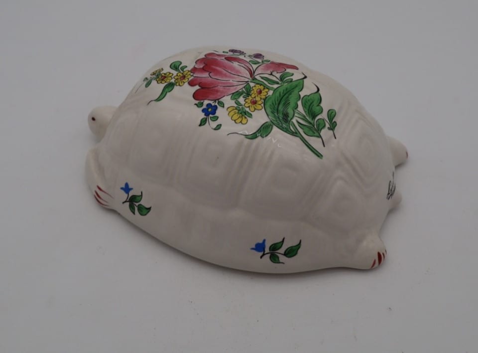 Tortue en céramique Lunéville France – décor floral — Foto 3
