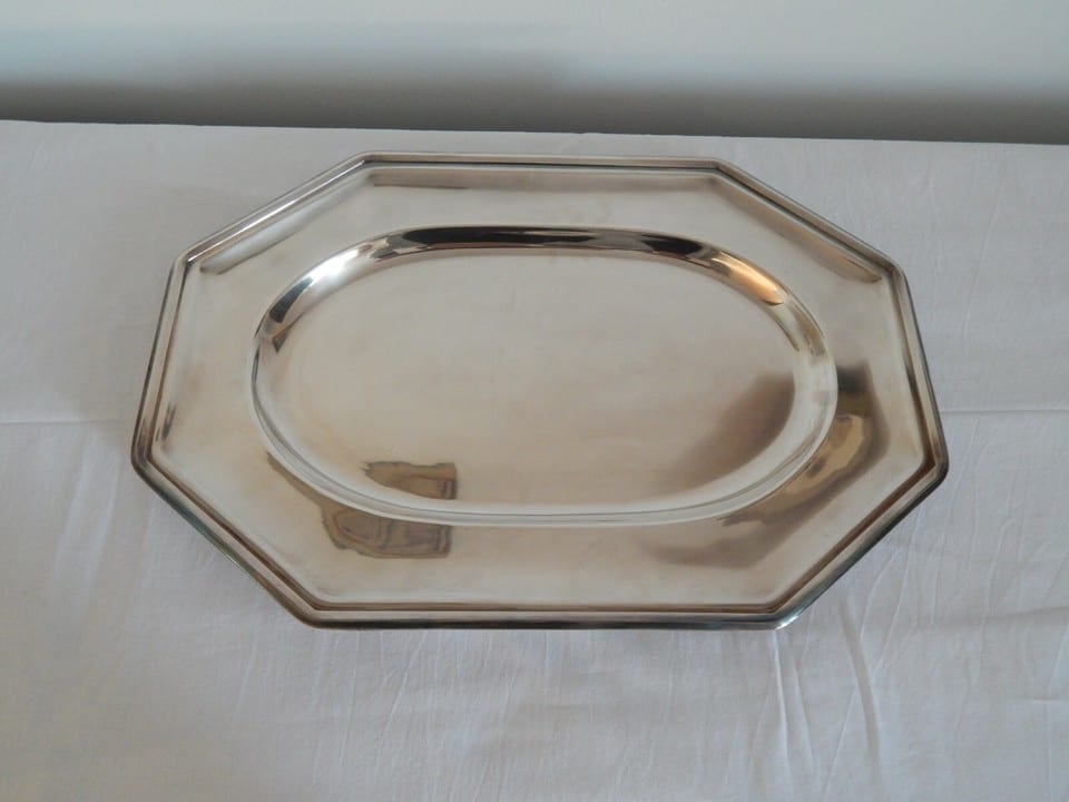 ANCIEN PLAT Art Déco en Métal Argenté GALLIA