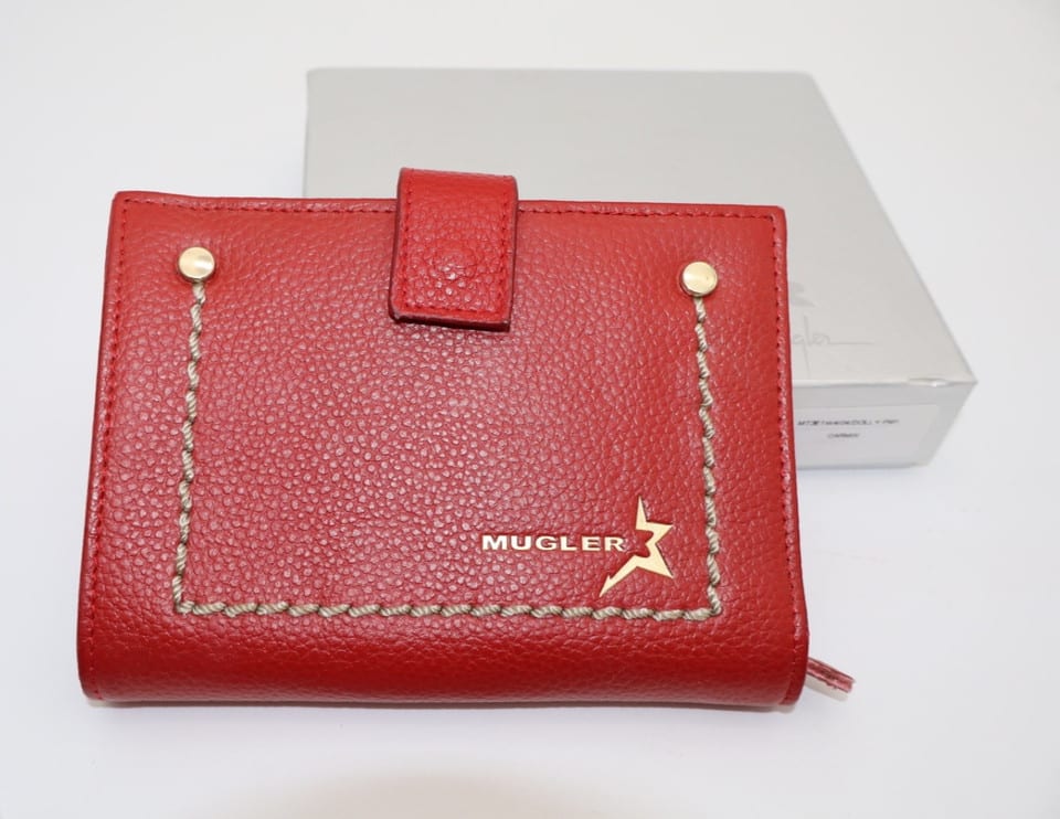 portefeuille Thierry Mugler en cuir vachette carmin modèle Dolly PM1 — photo 3