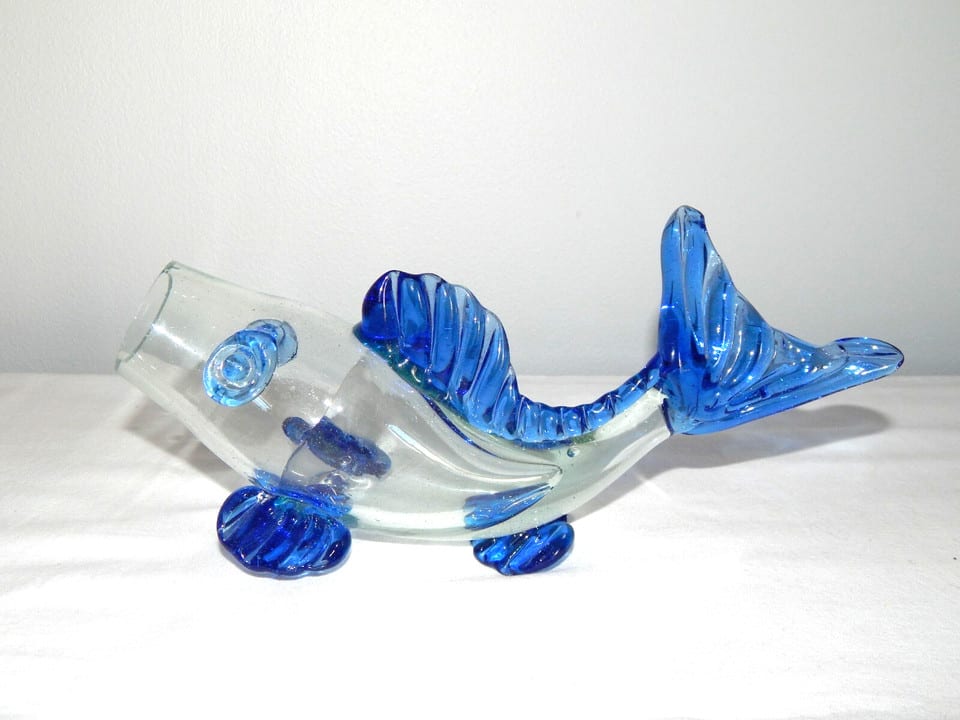 ANCIEN VASE Soliflore en VERRE Soufflé MURANO ? de Forme POISSON — photo 5