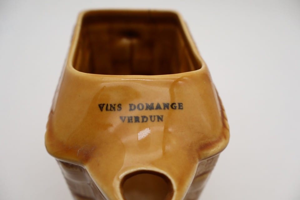Pichet cruche publicitaire ancien céramique Vins Domange Verdun décor osier — photo 7