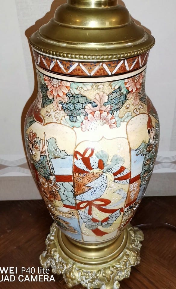 Vase japonais Satsuma en porcelaine monté en lampe haut 45 vase seul 28 cm — photo 4