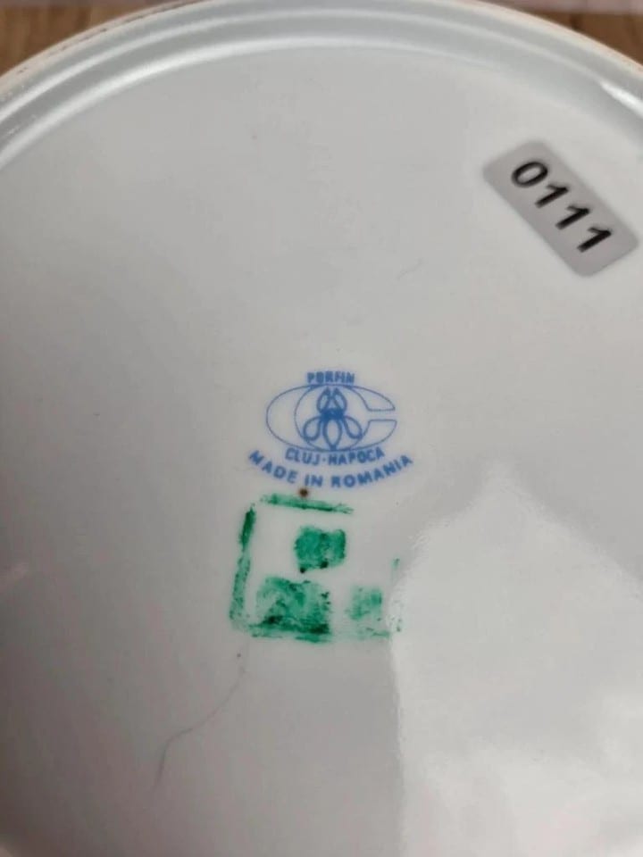 Saladier vintage en porcelaine Porfin Cluj-napoca – bleu cobalt et doré — photo 6