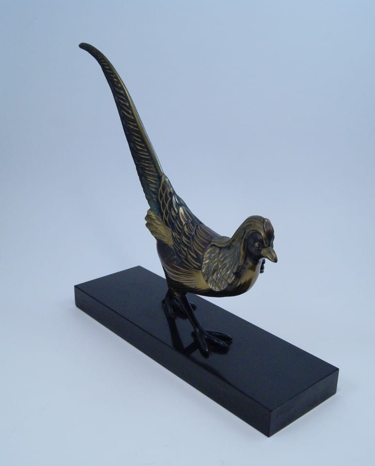 Régule patine bronze animalier faisant style Art Déco pheasant bird spelter — foto 6
