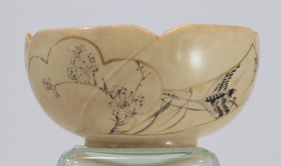 Ancien bol à thé faïence céramique japon visage samouraï Satsuma période Meiji — foto 8