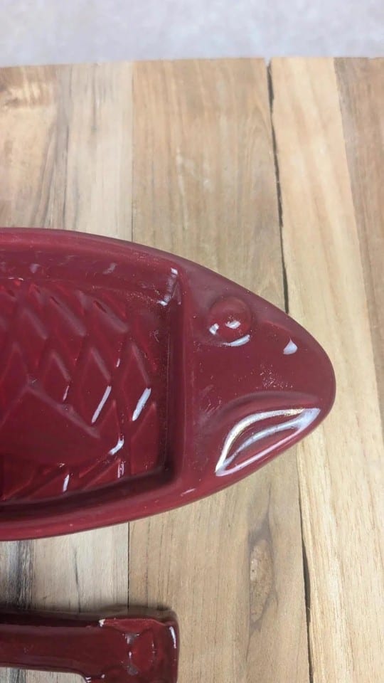 Beurrier vintage en céramique rouge  couteau assorti — foto 4