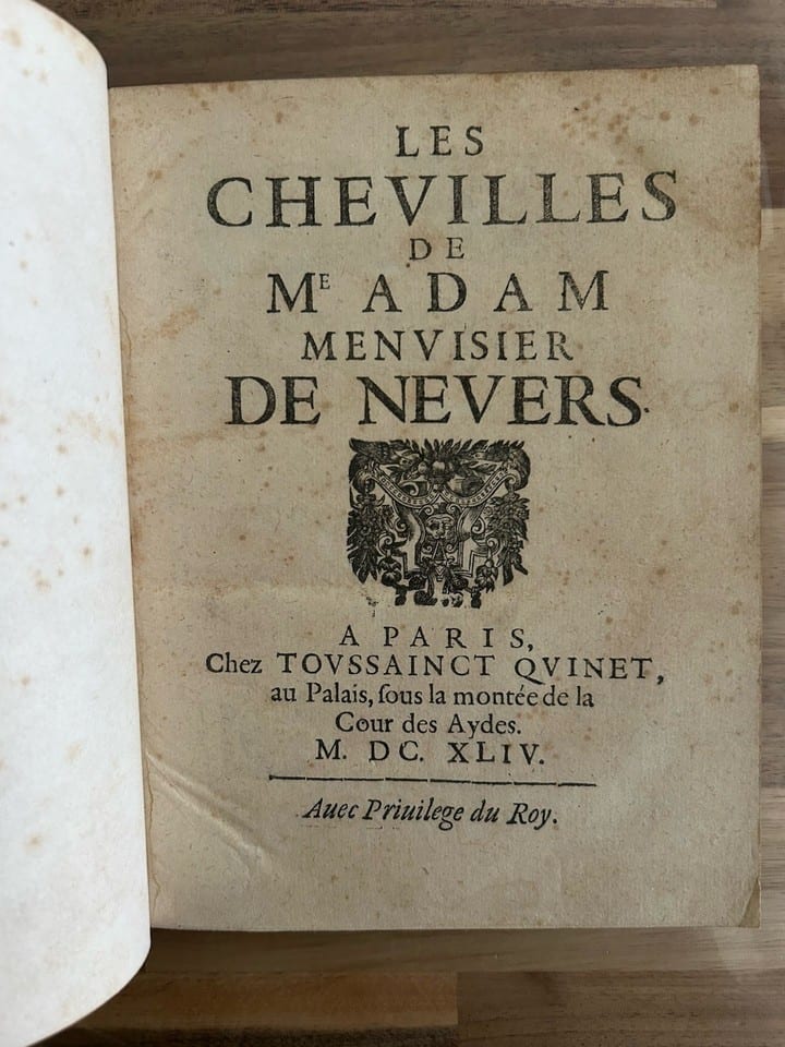 Les Chevilles De Me Adam Menuisier De Nevers 1644