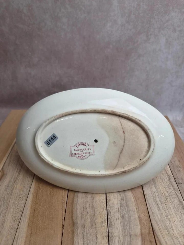 Saucière terre de fer Sarreguemines & Digoin Favori rose oiseaux ancienne — photo 6