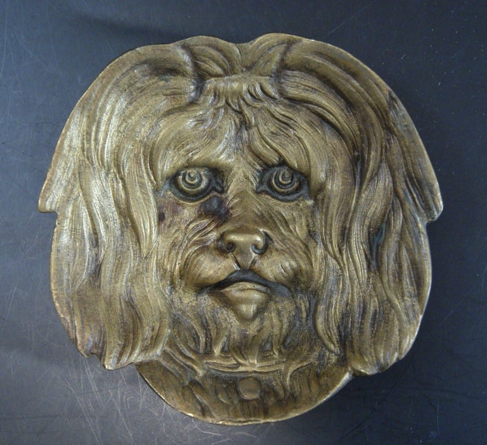 Coupelle vide poche cendrier bronze tête de chien ashtray dog’s head