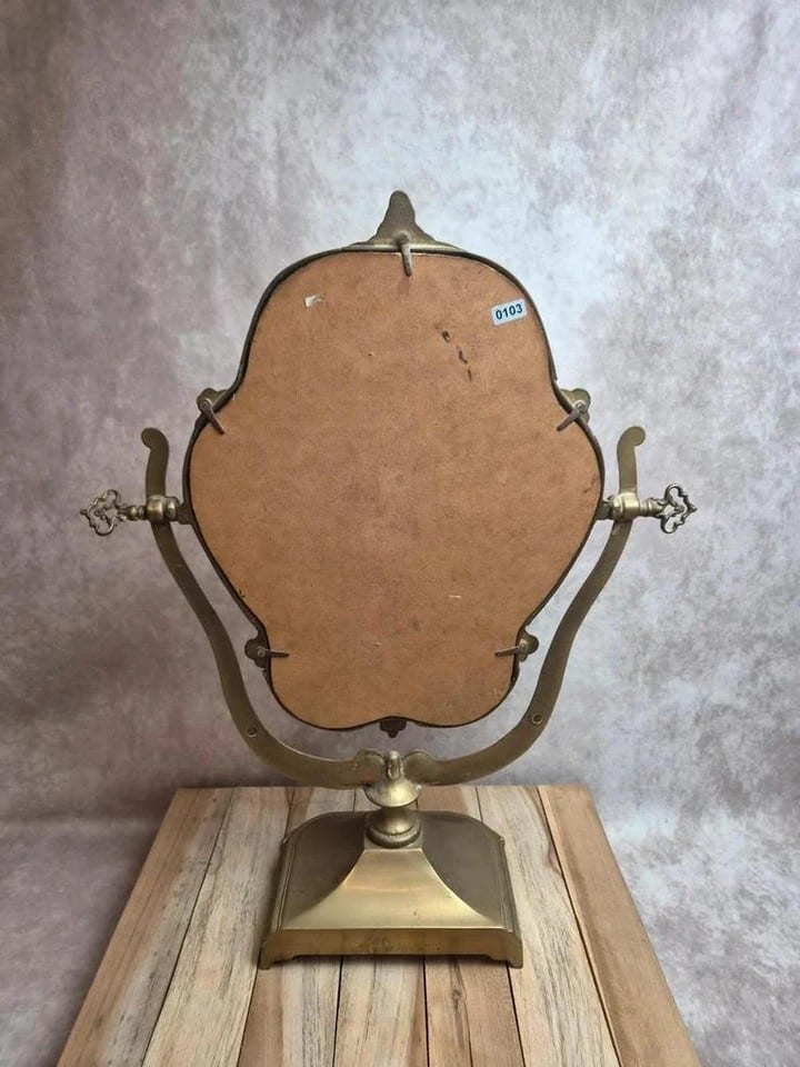 Grand miroir psyché de table en laiton – style Louis Xv rococo – vintage — photo 6