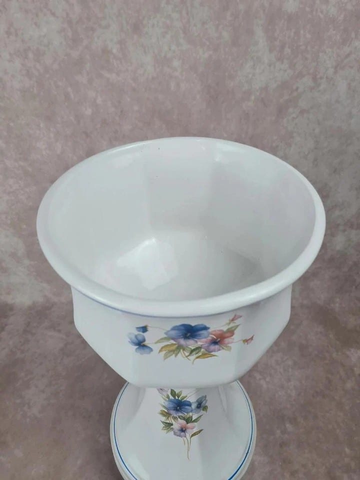 Cache-pot sur pied en porcelaine fleurie Vintage années 70 — foto 2