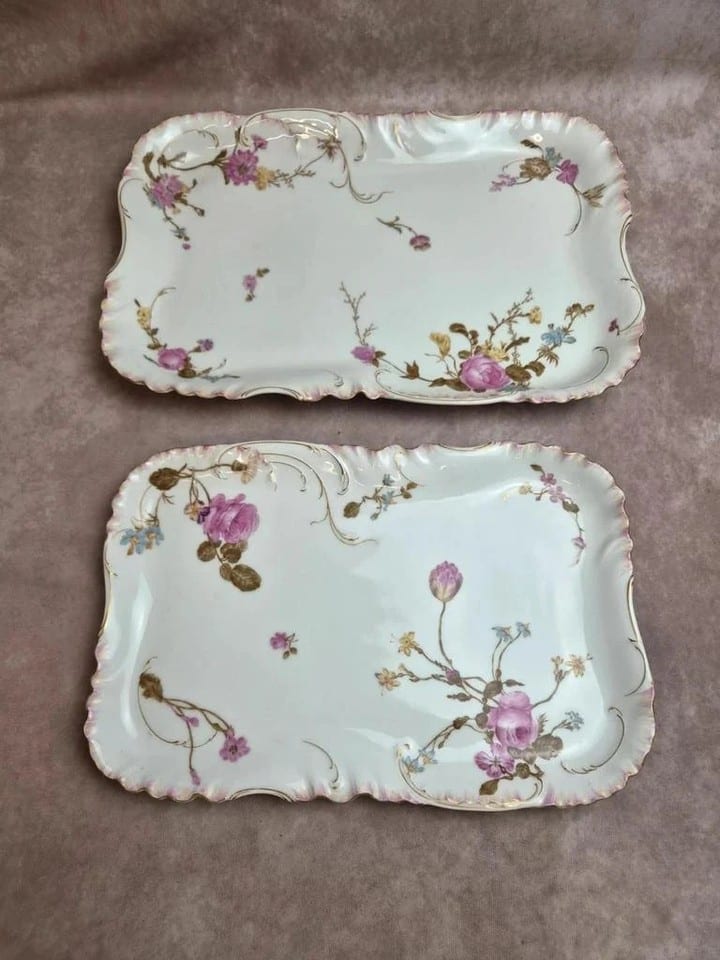 Paire de grands plats Haviland Limoges pour Vermont Marin Paris vers 1890 — photo 2