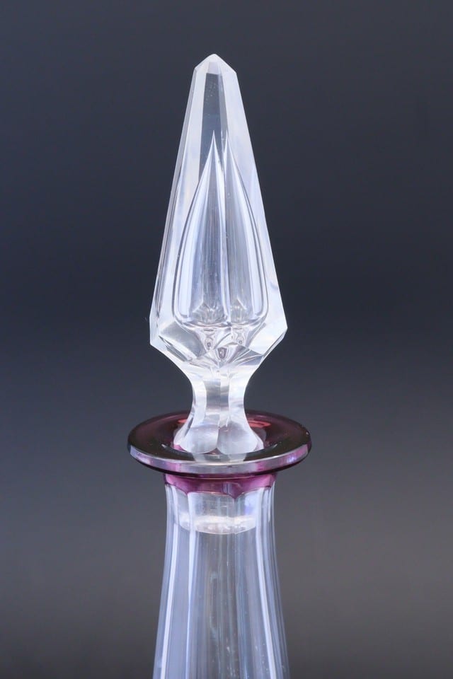 Carafe cristal taillé Saint-Louis Massenet overlay améthyste rare coloris  32cm — photo 5