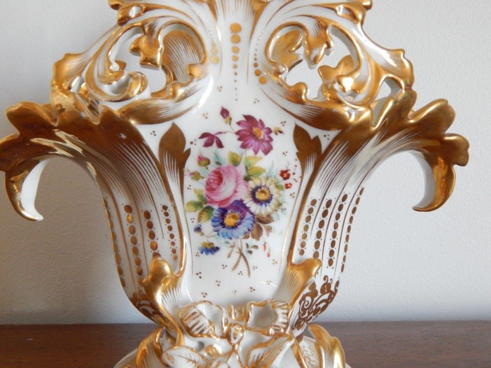 ANCIEN VASE de MARIAGE en PORCELAINE de PARIS à Décor FLORAL — photo 4